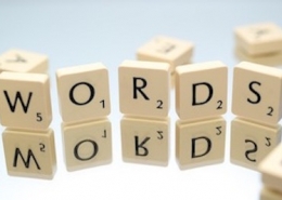 Scrabble tiles spelling out "words"