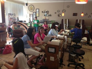 The unexpected occurs: a worship service in a nail salon, including manicures and pedicures.