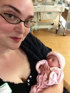The author and her daughter, on the day they met