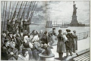 Immigrants on deck of steamer