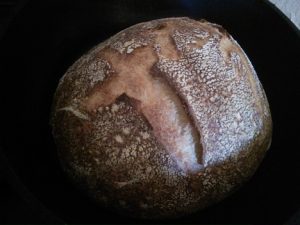 A fresh sourdough loaf made from the author’s starter, Sid.