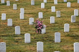 Cemetery with flowers