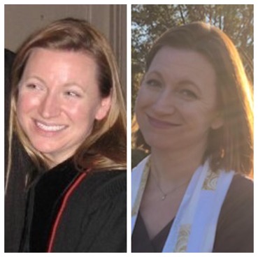 The author at her ordination (left) and the older, wiser minister officiating a wedding, nearly ten years later.